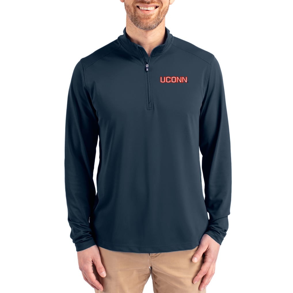  UConn Huskies Cutter & Buck Virtue DryTec Quarter-Zip Pullover - Navy